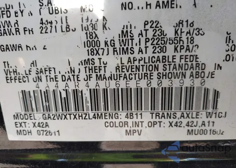 2014 Mitsubishi Outlander Sport Se z USA, uszkodzony, nr VIN 4A4AR4AU6EE003930